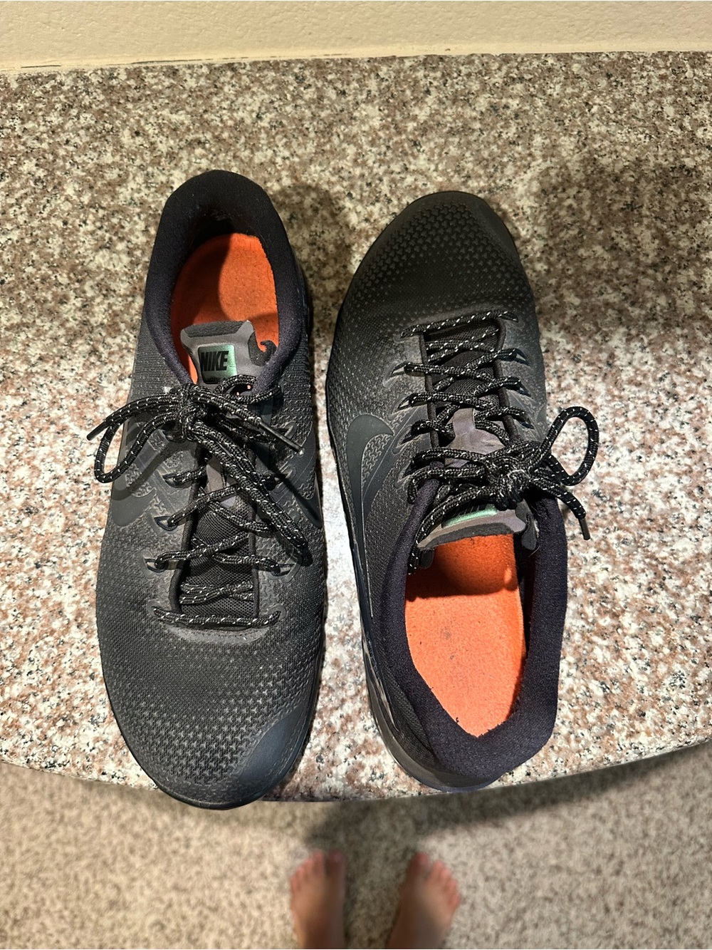 Nike Men’s Black Metcon Shoes with Orange Insole